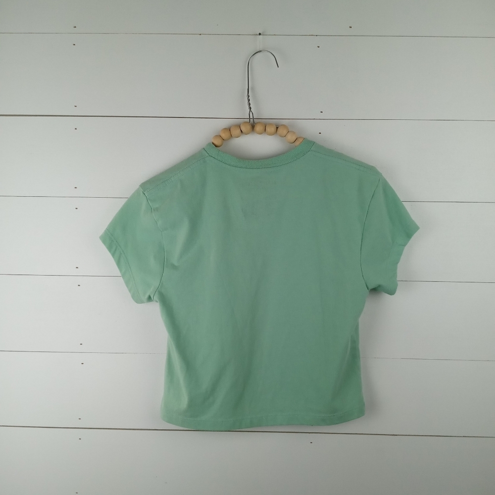 Happy Earth girls size S mint green cropped protect our planet tshirt bright - Picture 8 of 8